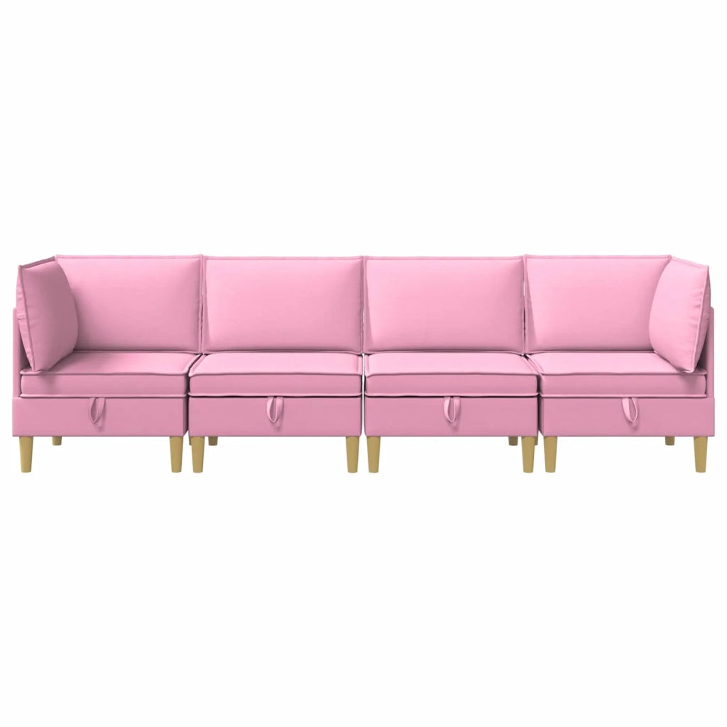Set di divani modulari con spazio di archiviazione 4 pcs Rosa