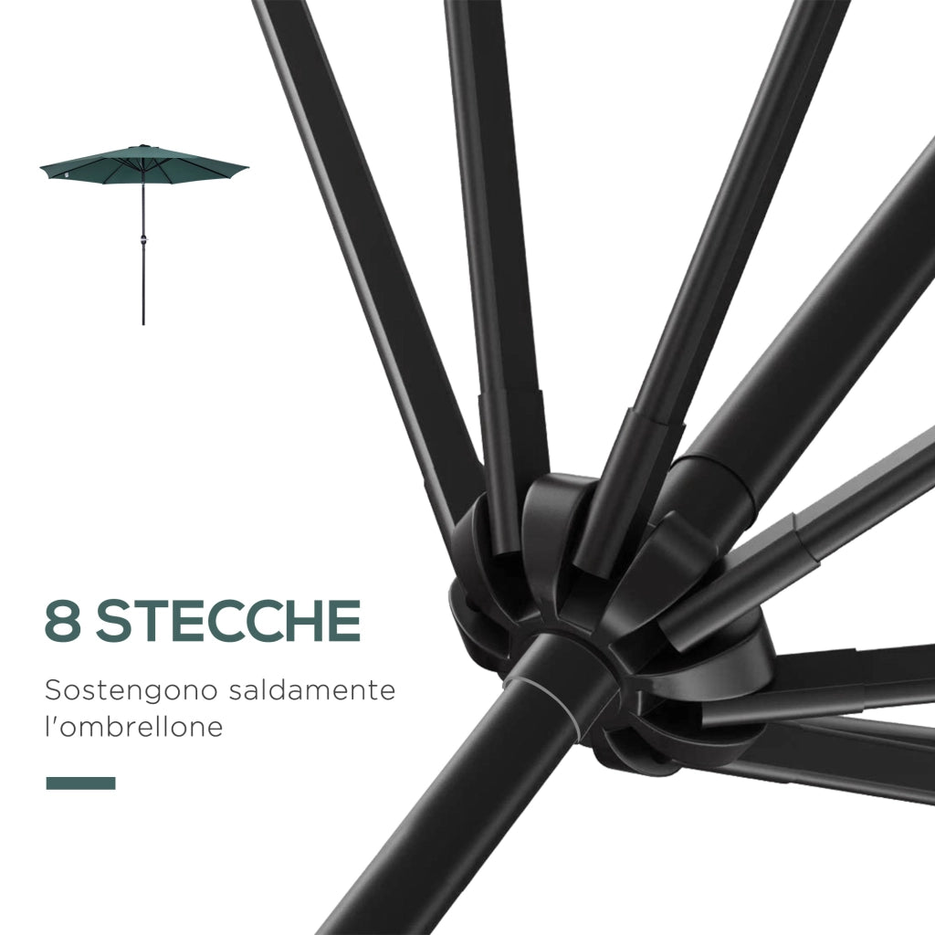 Ombrellone da Giardino Inclinabile ¨C Zephmum ¨C Verde 3x2.5 m Metallo Poliestere
