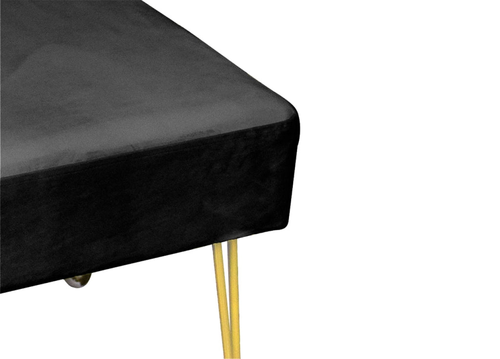 Pouf Salotto/Camera Panca Design Moderno Modello Velvet In Tinta Unita - Pouf - Nero