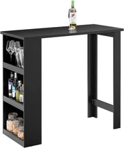 Tavolo Alto da Cucina, Tavolo da Bar Moderno con Ripiani di Stoccaggio, Design Salvaspazio per Cucina Piccola, Soggiorno, Angolo Bar o Studio Nero 112 x 57 x 106 cm FWT17-II-SCH