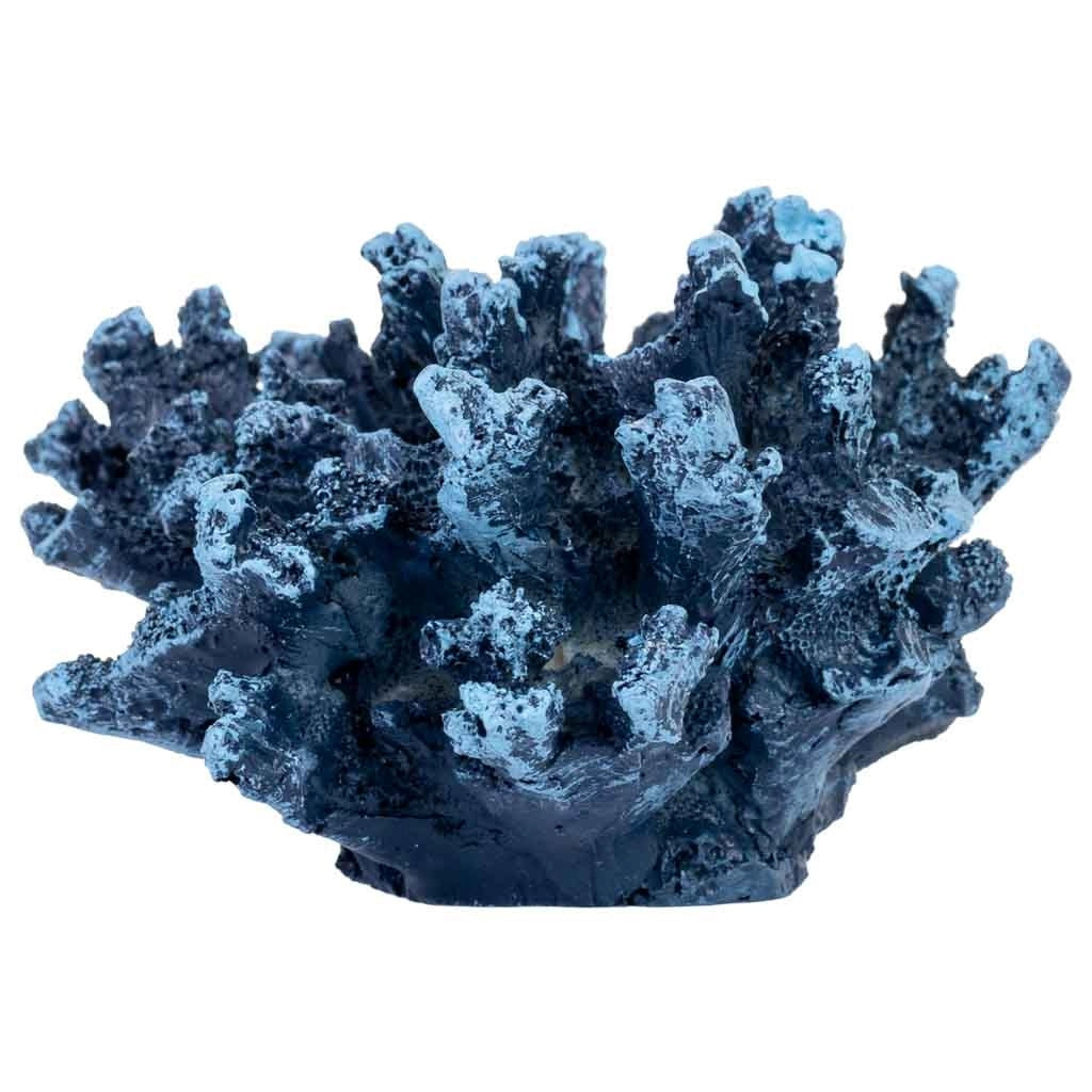 Figura decorativa in resina blu a forma di corallo, 10x9x6h cm