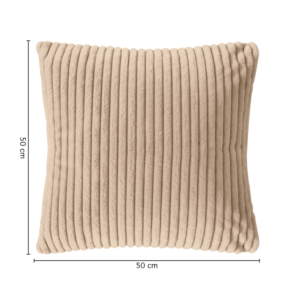Cuscino In Ciniglia Quadrato Anima Compresa 50 x 50 Con Zip Fodera Moderna Super Morbido Per Divano Camera Letto Copri Cuscini Con Imbottitura - Beige