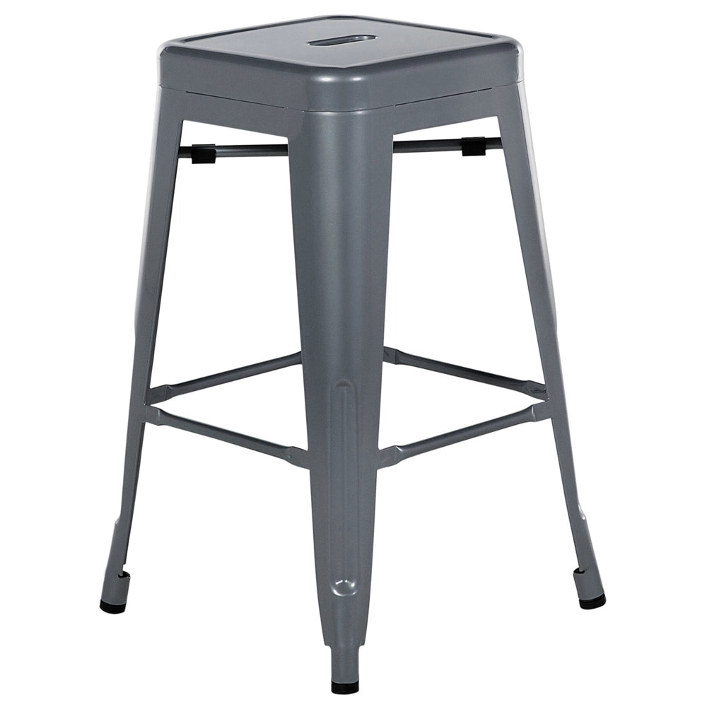 Set di 2 sgabelli da bar in Acciaio grigio altezza standard 60 cm dal design industriale