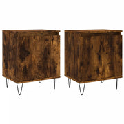 Set di 2 Comodini | Armadio da Notte | Mobiletto da notte Rovere Fumo 40x30x50 cm in Legno Multistrato