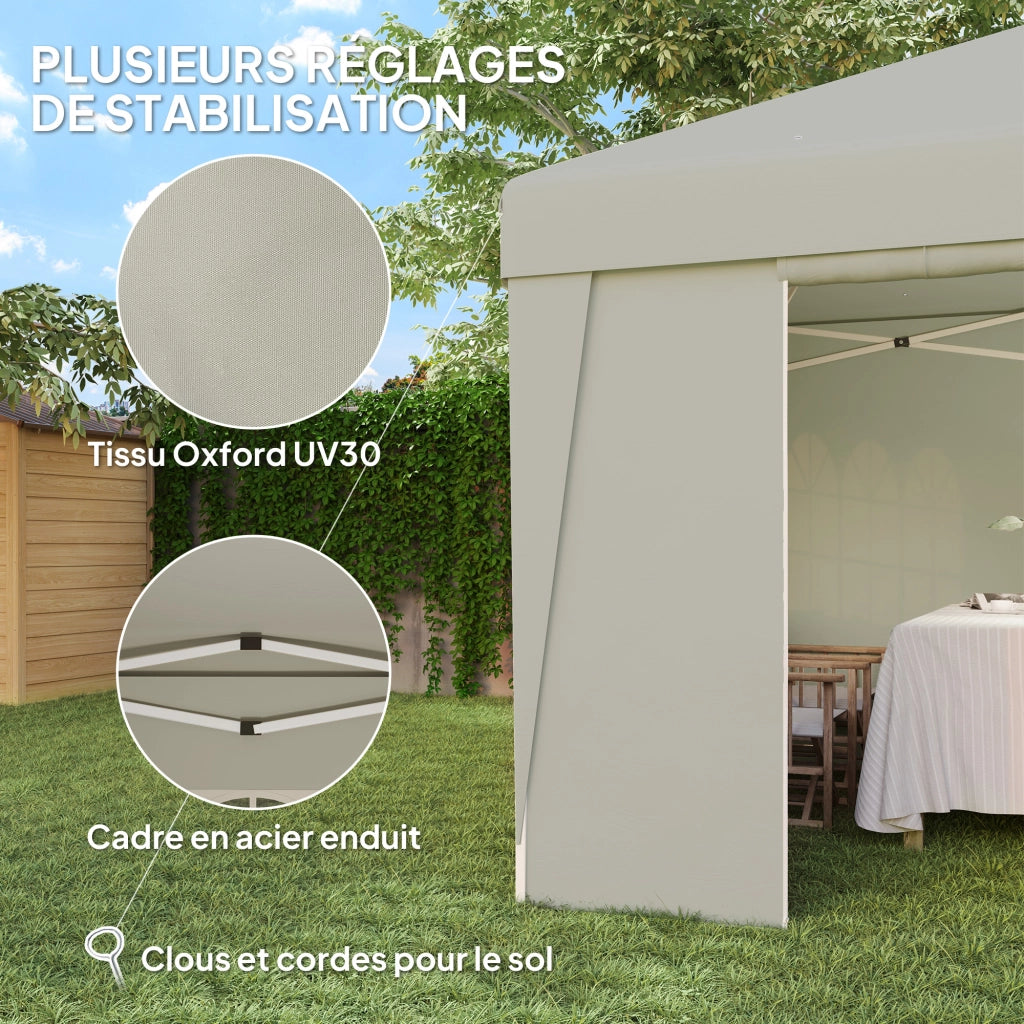 Tendone da giardino pieghevole 3x3x2.75m ¨C zephmum ¨C crema con finestre e pareti laterali