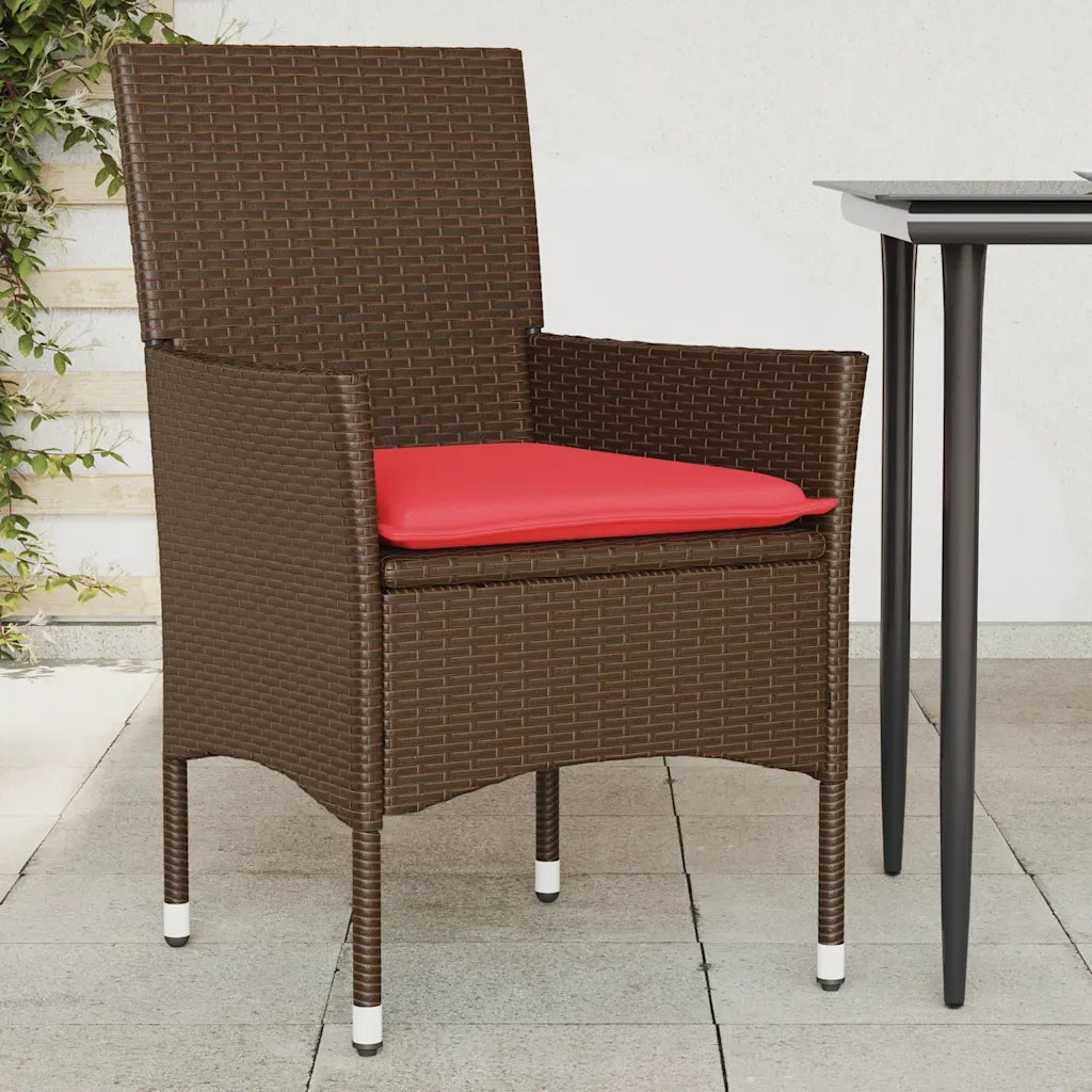 Sedie da Giardino con Cuscini 2 pz Marroni in Polyrattan 368116
