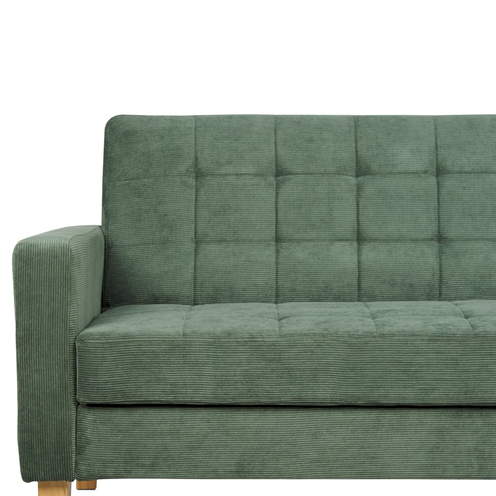 Divano letto in tessuto verde scuro 3 posti imbottito Trapuntato Click Clack