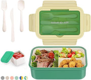 Tazza per il pranzo 1400 ml - 3 contenitori - inclusa la posateria - adatto per forni a microonde e lavastoviglie - scuola lavoro picnic viaggio - Verde
