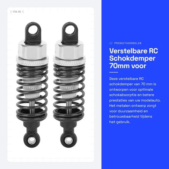 Demper a Shocks 70mm Flessibile - Absorbeur di Shock - Adatto per Traxxas Slash 2WD - Alta Resistenza - Buona Flessibilità - Demper RC