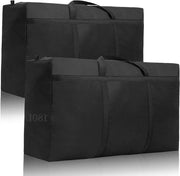 Borse di stoccaggio XXL 2 pezzi 180 l impermeabili 600D Oxford nero - Borse di trasloco extra grandi con chiusura a zip e maniglia per coperte, cuscini, abiti e lenzuola di letto per la conservazione durante il trasloco
