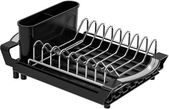 Vasca da cucina compatta, espandibile, spazia risparmiante e resistente all'ossidazione, adatta per davanzali di cucina/cassetti di scarico in cucine e appartamenti (nero).