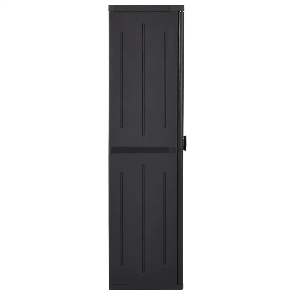Mobile da giardino con porta-scopa e 4 ripiani 65 x 45 x 172 cm PP nero 02_0046122
