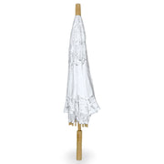 Ombrello Wedding Grande in Legno con Pizzo Bianco Ricamato 76 x h 65  cm