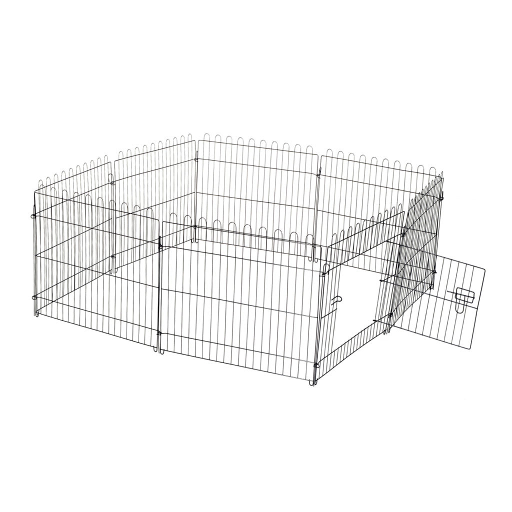 Recinto per Cani con Porta ¨C 8 Pannelli Pieghevoli ¨C Zephmum ¨C Nero 71x61 cm