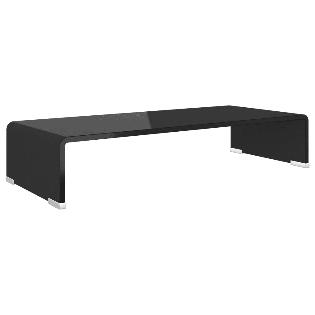 Mobile/Rialzo Porta TV in Vetro-Supporto per TV Nero 60x25x11 cm