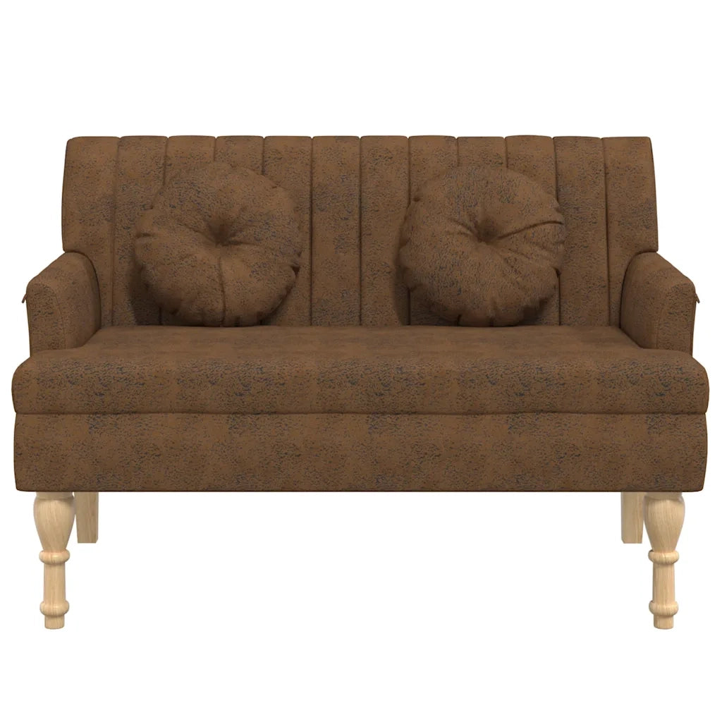 Panca con Cuscini Marrone 113x64,5x75,5 cm in Scamosciato CFW7485082