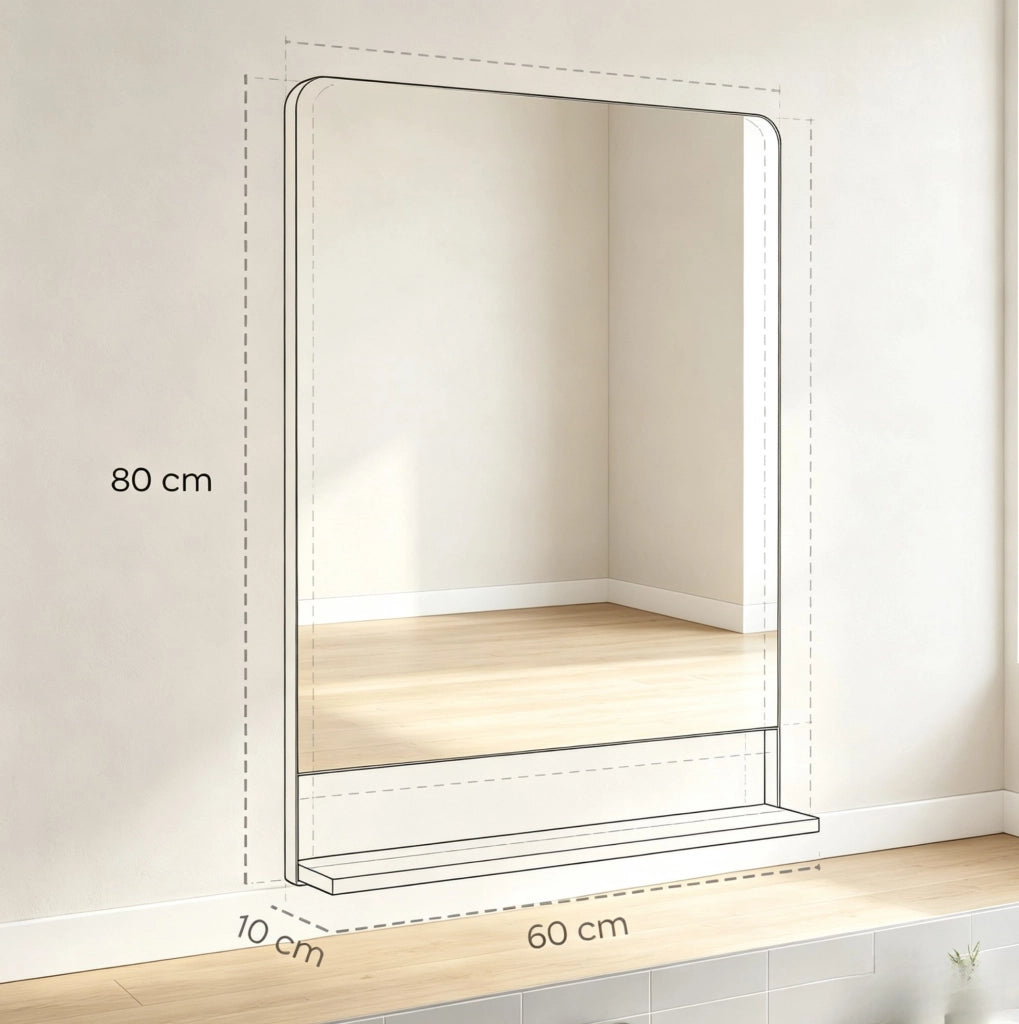 Specchio da parete rettangolare 80 x 60 cm con cornice nera