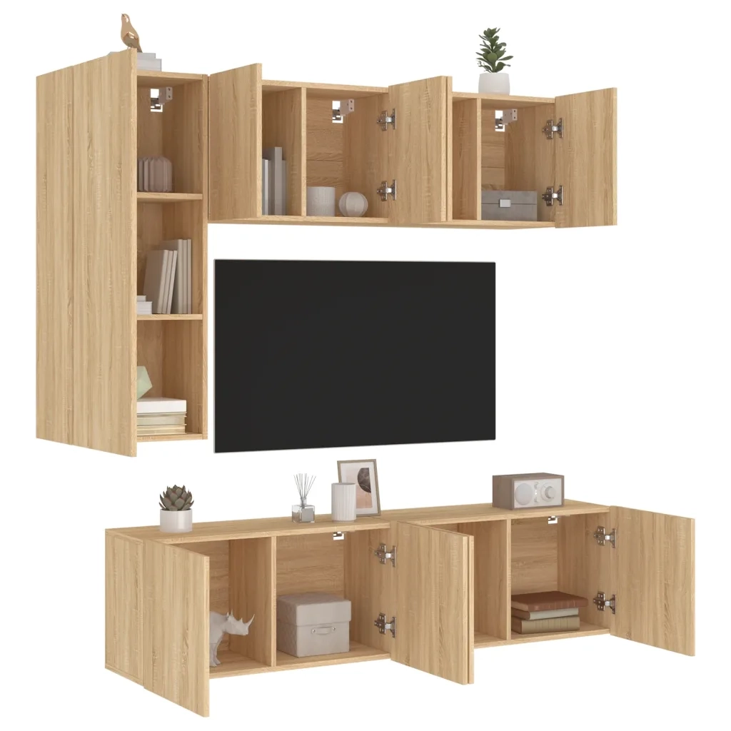 Mobili TV a Muro 5pz Rovere Sonoma in Legno Multistrato 3216466