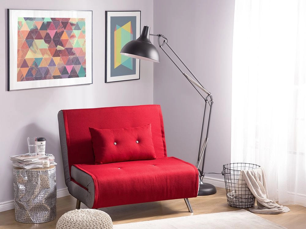 Divano letto con rivestimento in tessuto rosso poltrona letto singola pieghevole