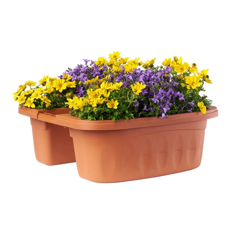 FIORIERA DOPPIA KLUNIA BAMA  PP TERRACOTTA CM 40X19,8 H.CM 18,5