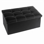 Trade Shop - Pouff Puff Pouf Contenitore Imbottito Portaoggetti Seduta Nero 76x38x35 Cm 79431 -