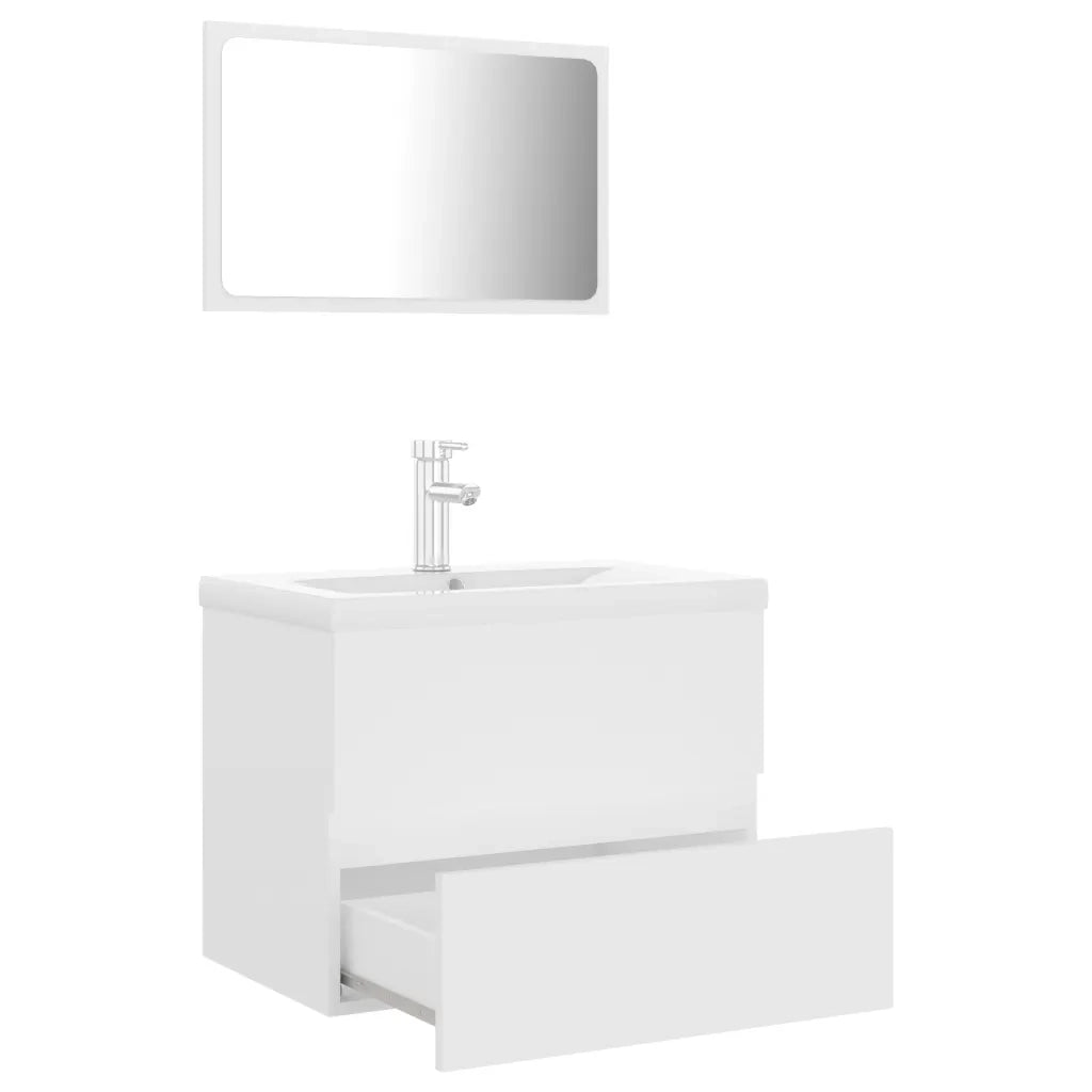 Set Mobili da Bagno Bianco in Legno Multistrato 3071675