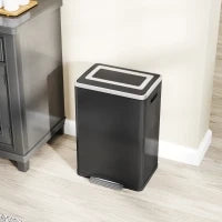 Bidone Immondizia a 2 Sezioni da 20L con Coperchio Silenzioso, in Acciaio Inox e PP, 40x34.8x59 cm, Nero
