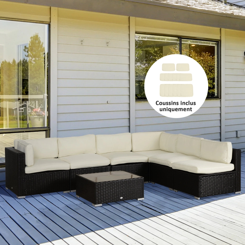 Set 14 Housses Cuscini Divano da Giardino ¨C Zephmum ¨C 6 Assise 8 Dorso Poliestere Cr¨¨me