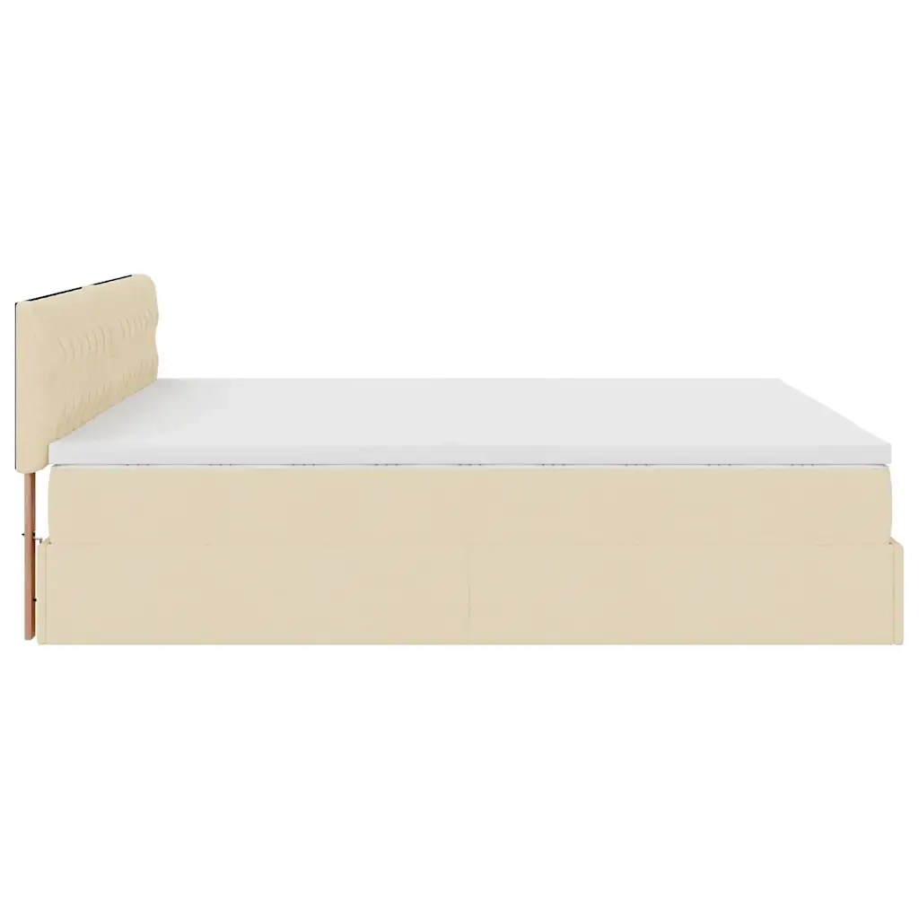 Struttura Letto Pouf con Materassi Crema 200x200 cm in Tessuto 3312421