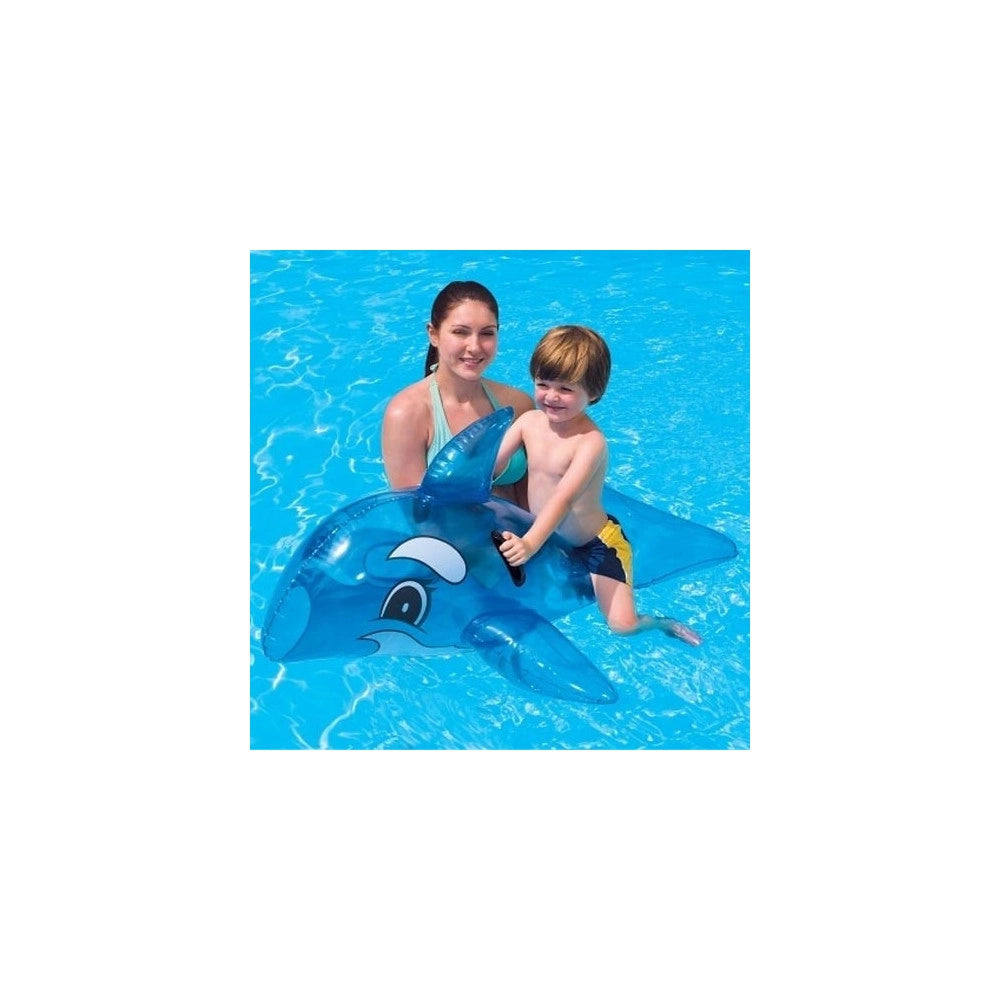 Trade Shop - Balena Gonfiabile Per Bambini Azzurro Trasparente 118 X 72 Cm Con Maniglie -