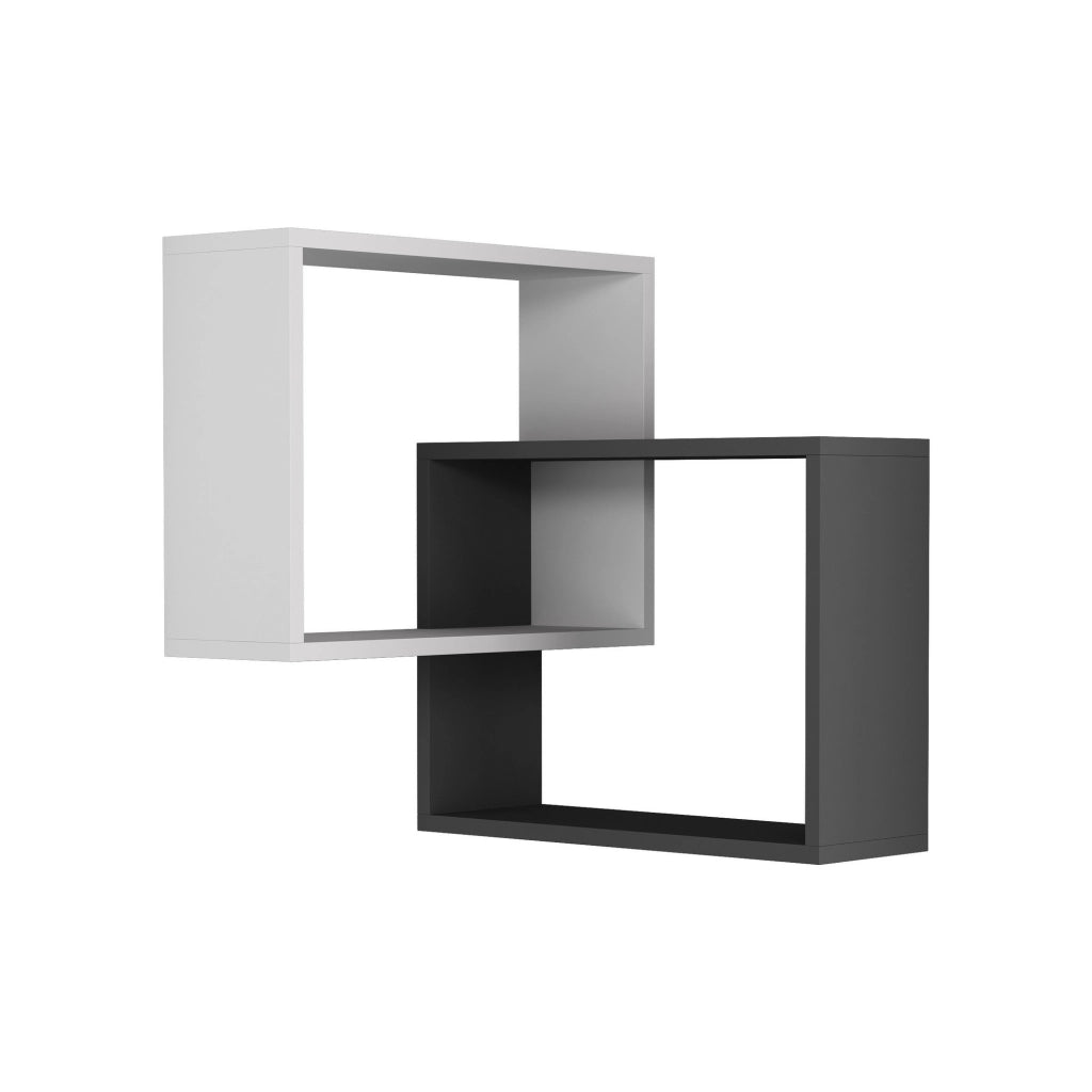 Set di 2 mensole angolari in legno "Ring" - 68 x 60 x 68 cm - Grigio antracite