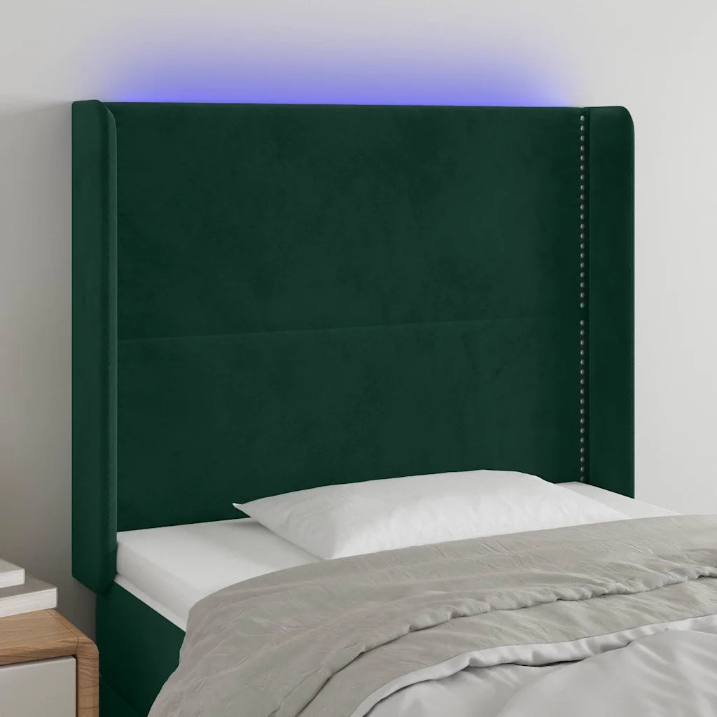 Testiera | Testata a LED Verde Scuro 103x16x118/128 cm in Velluto