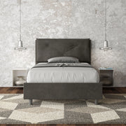 Letto imbottito Piazza e mezzo 110x210 cm Large - Contenitore,Microfibra,Grigio