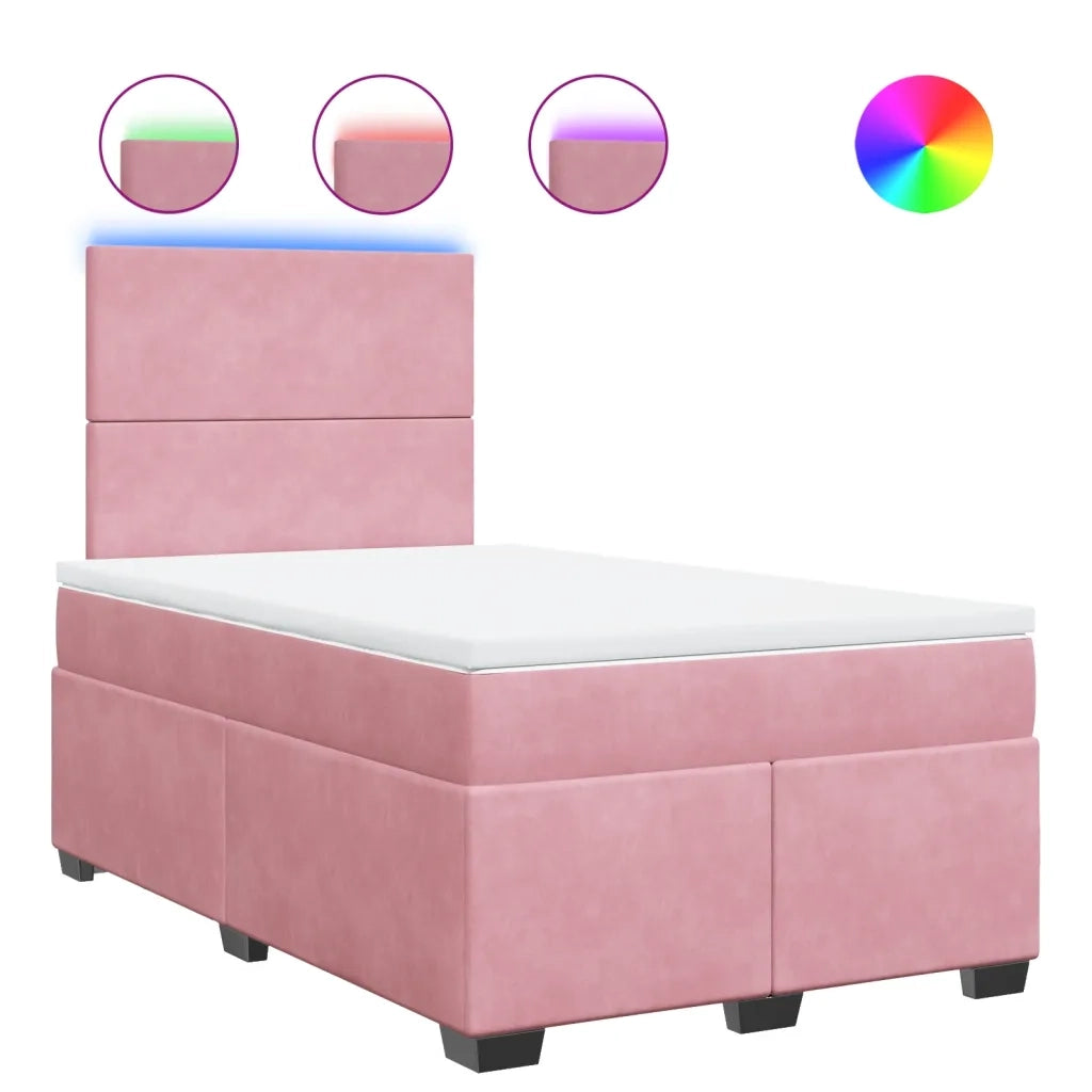 vidaXL Giroletto a Molle con Materasso Rosa 120x200 cm in Velluto