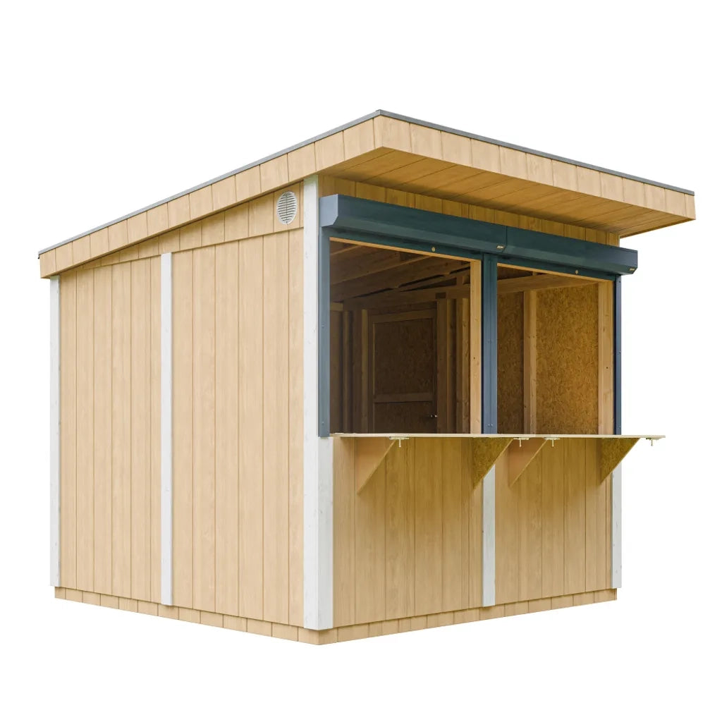 Chiosco esterno PREMIUM - 5,9m?² - H240x248x305 cm - Costruzione pannello PREMIUM - Timbela M950-HARVEST HONEY