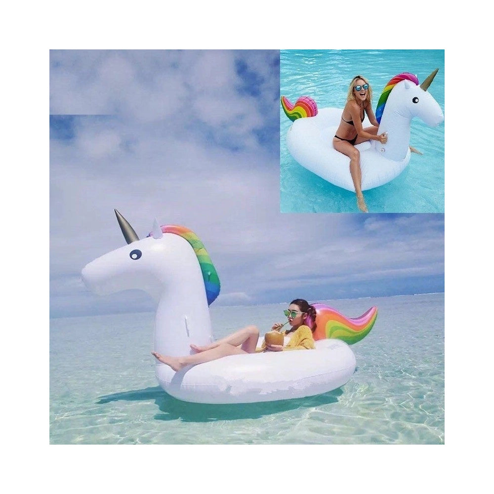 Trade Shop - Unicorno Gonfiabile Gigante Isola Materassino Mare Piscina Maxi 224x164 Cm -