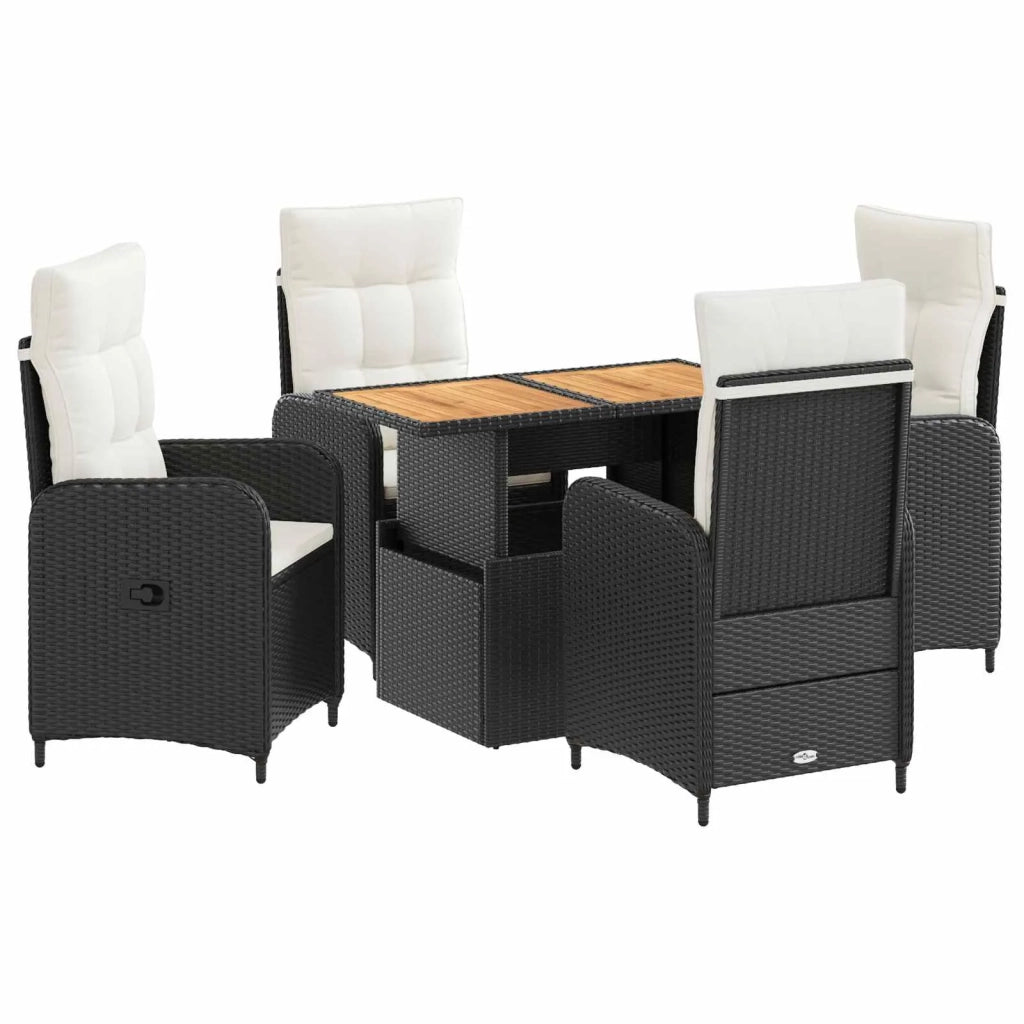Set da pranzo per esterni con cuscino 5 pcs Nero e Bianco Crema 3422409