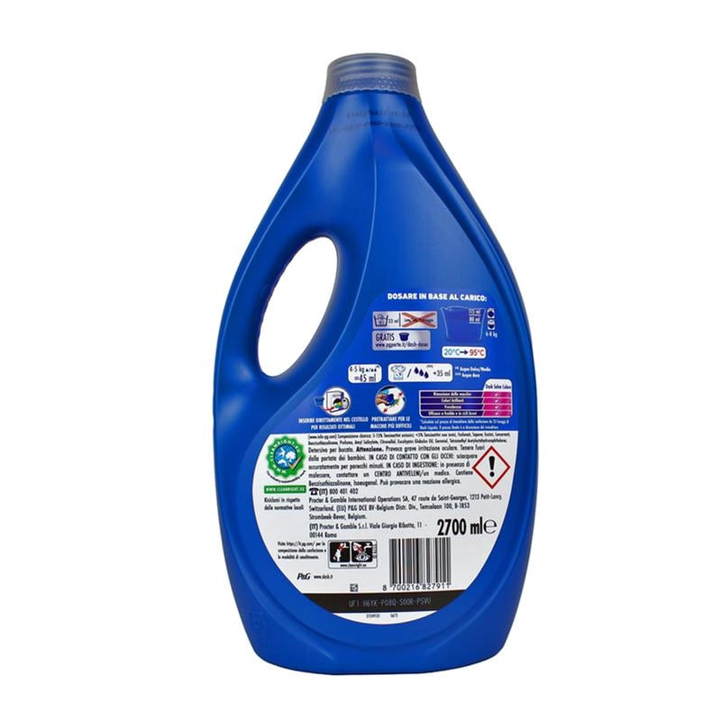 DASH DETERSIVO LIQUIDO BUCATO LAVATRICE SALVA COLORE SMACCHIA E IGIENIZZA 60 LAVAGGI 2700 ML