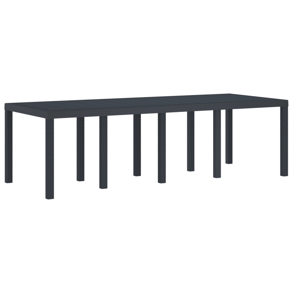 Tavolo da Giardino Antracite 250x100x73 cm Poly Rattan