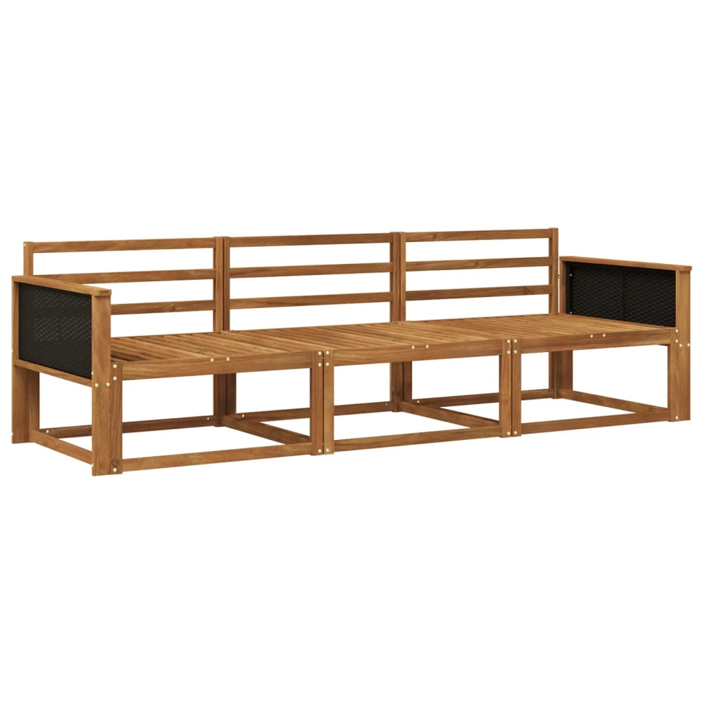 Set di divani da esterno 3 pz Naturale Legno di Acacia Massello 3382292