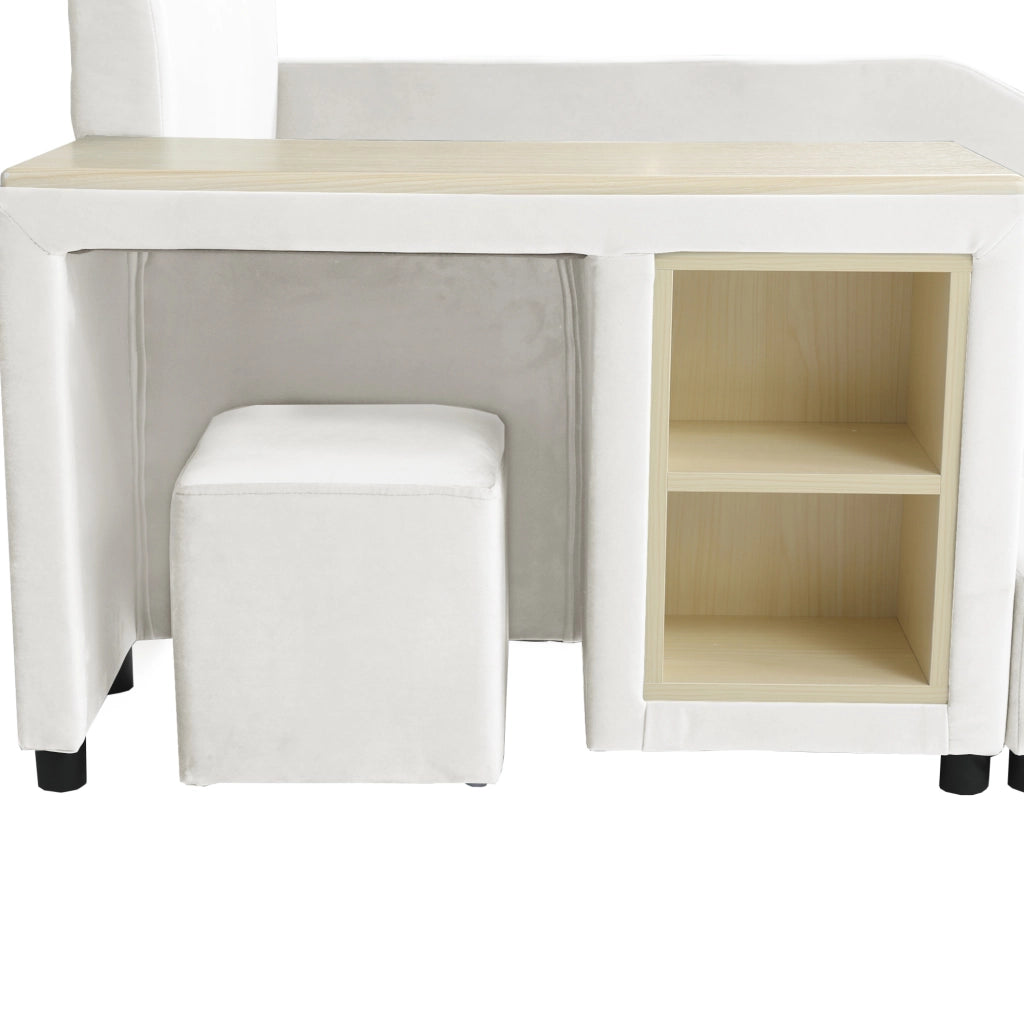 Letto imbottito singolo con scrivania e sgabello