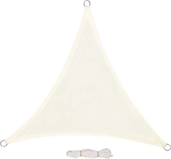 Ombrello triangolare - resistente ai raggi UV e permeabile all'aria - materiale HDPE resistente - ideale per terrazza e giardino - colore crema - 2,5x2,5x3,5 m