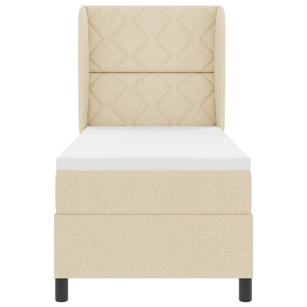Letto a molle con materasso Crema 80 x 200 cm Tessuto 3340597
