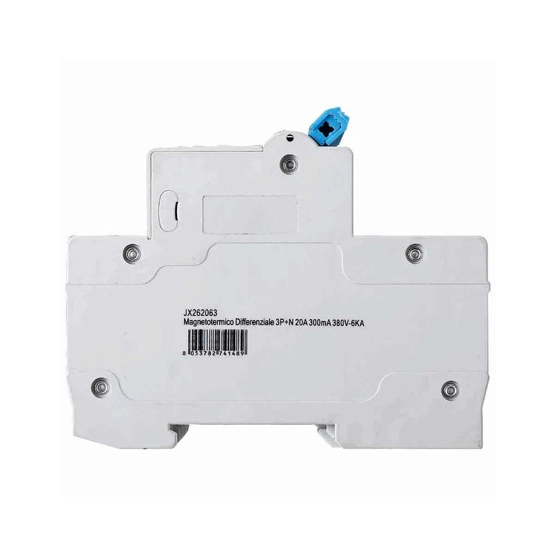 Interruttore Magnetotermico Differenziale 3P+N 20A 6KA 300mA 380V Occupa 4 Moduli DIN