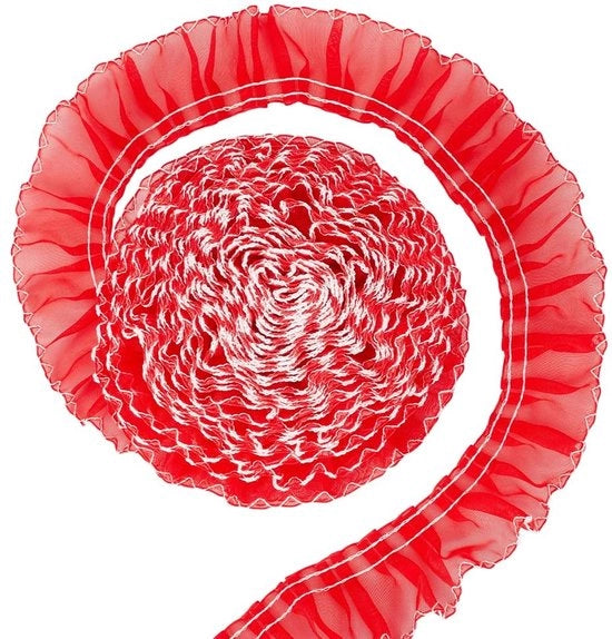 Accessori per decorazione DIY - Lint geplaatst - 7,3 m - Larghezza 4 cm - Bordo rosso - Decorazione per cucito - Accessori per DIY