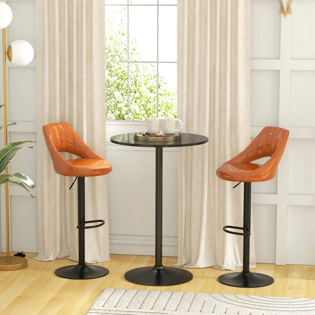 Tavolo Alto da Bar Moderno Rotondo con Base Ø70x102 cm in Acciaio e Piano in MDF Nero