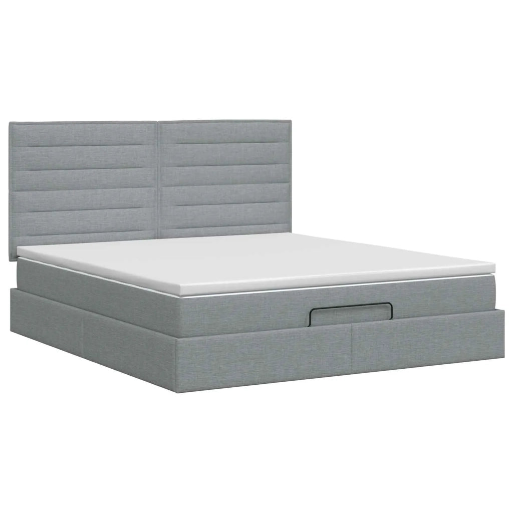 Letto ottomano con materasso Grigio Chiaro 140 x 200 cm Tessuto 3457411