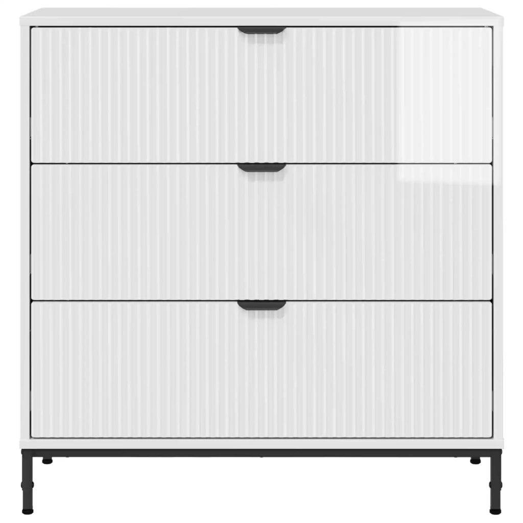 Credenza Bianco Lucido 79,5 x 33 x 82 cm Legno multistrato 883438
