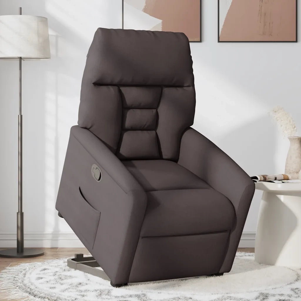 Poltrona Alzapersona Reclinabile Marrone Scuro in Tessuto 3303037
