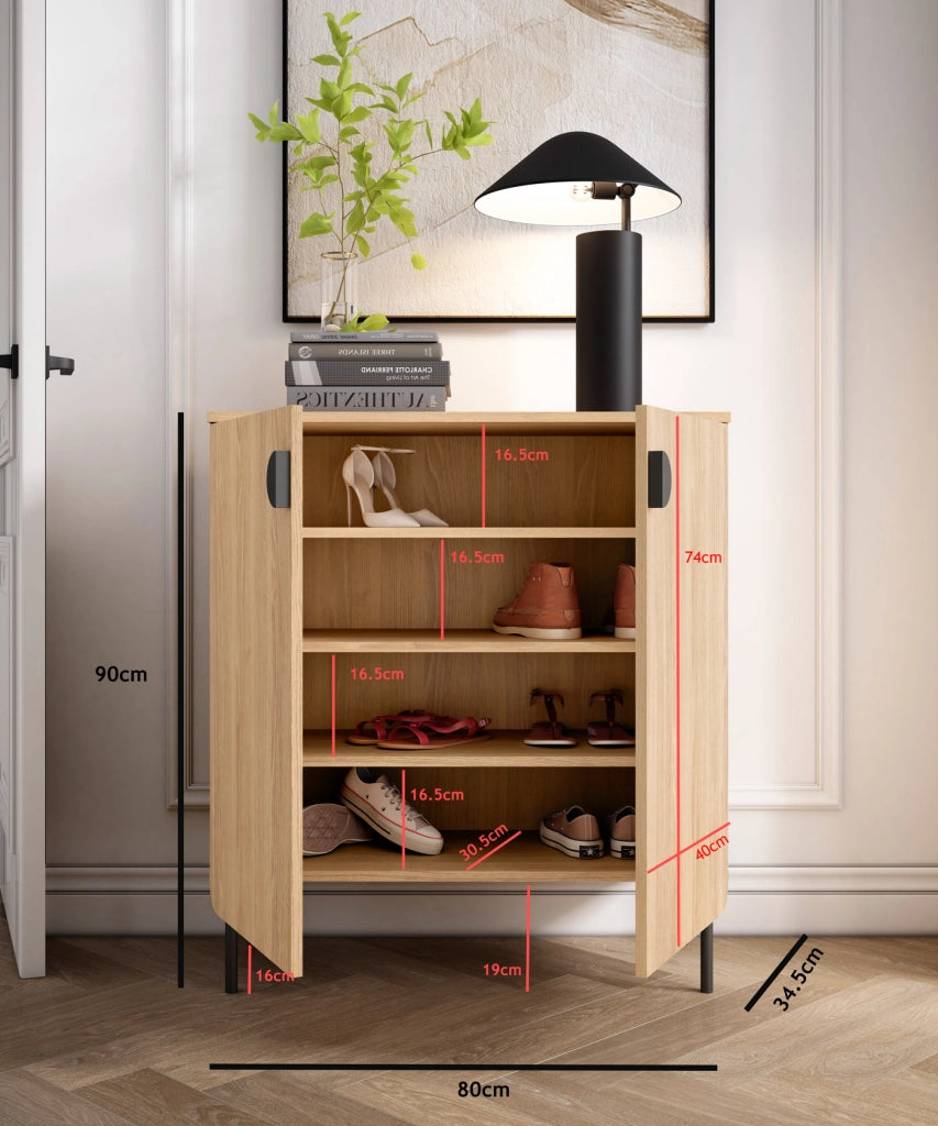 Mobile portascarpe Herdasa effetto rovere dorato 90×80×34?cm